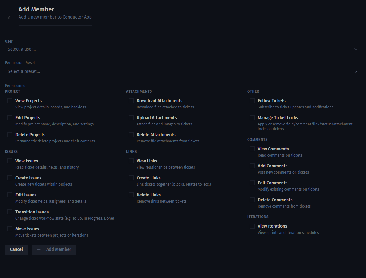Add member dialog
