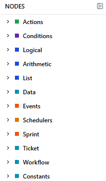 Node palette with categories