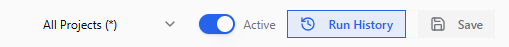 Run History button in the editor top bar