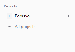 Pinned project in the sidebar