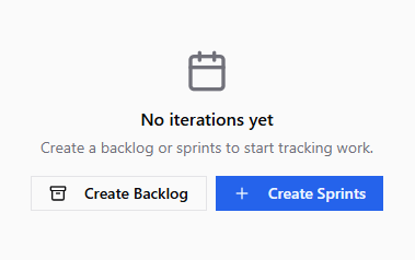 Board settings with create backlog and create sprints