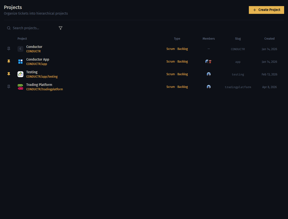 Project list view