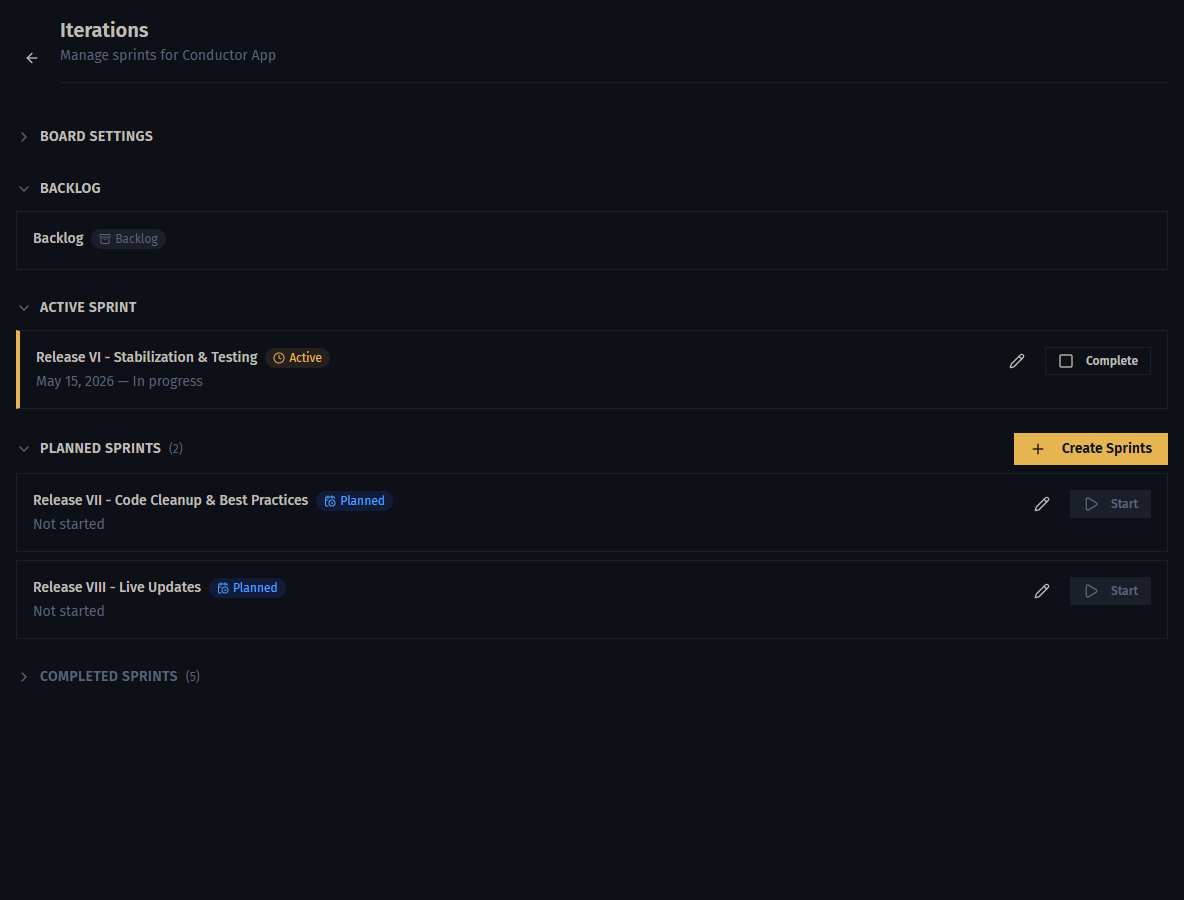 Project scrum settings