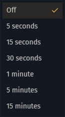 Auto refresh interval options