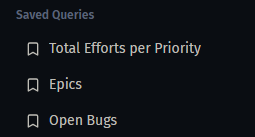 Saved queries in the sidebar